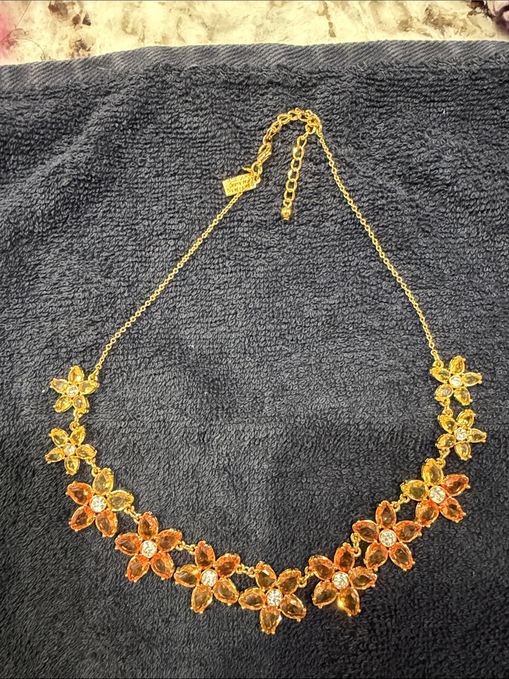 kate spade Gold Floral Necklace with Orange Crystal Accents
